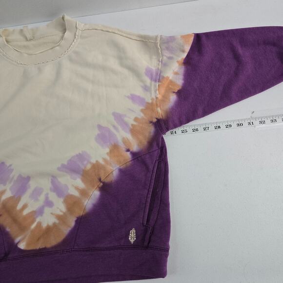 FP Movement Women’s Tie Dye Crewneck Sweatshirt Purple Beige Orange XS 6510 - Picture 4 of 9